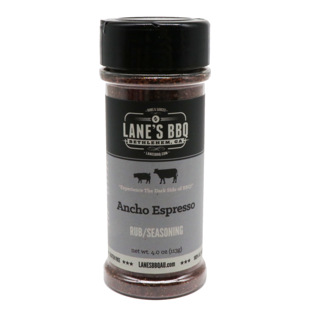 Ancho Espresso Rub/Seasoning 113g & 298g (Lane's BBQ) Butcher Baker Grocer