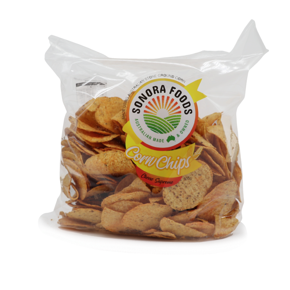 Corn Chips Cheese Supreme Gluten Free 500g (Sonora Foods) Butcher Baker Grocer