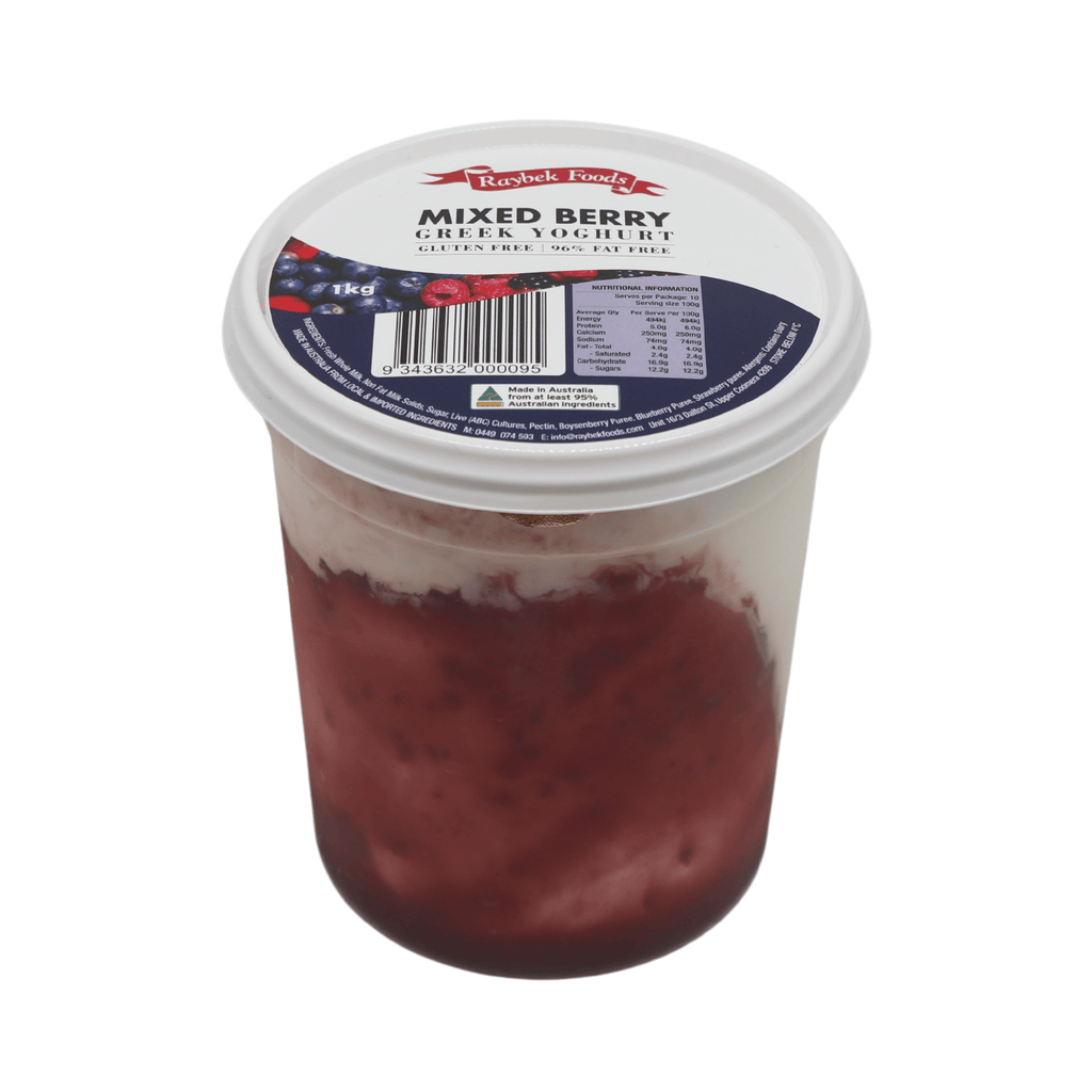 Mixed Berry Greek Yoghurt (300g OR 1kg) (Raybek Foods) Butcher Baker Grocer