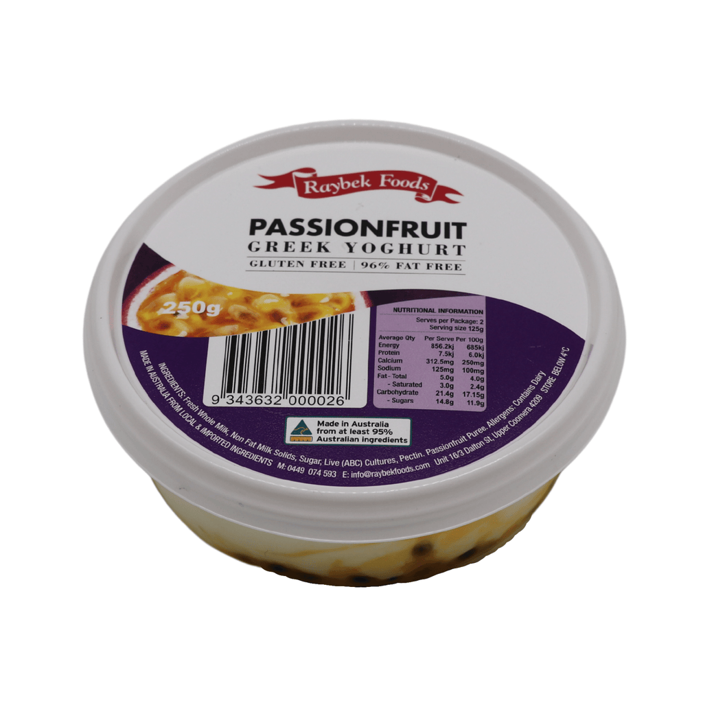 Passionfruit Greek Yoghurt (250g OR 1kg) (Raybek Foods) Butcher Baker Grocer